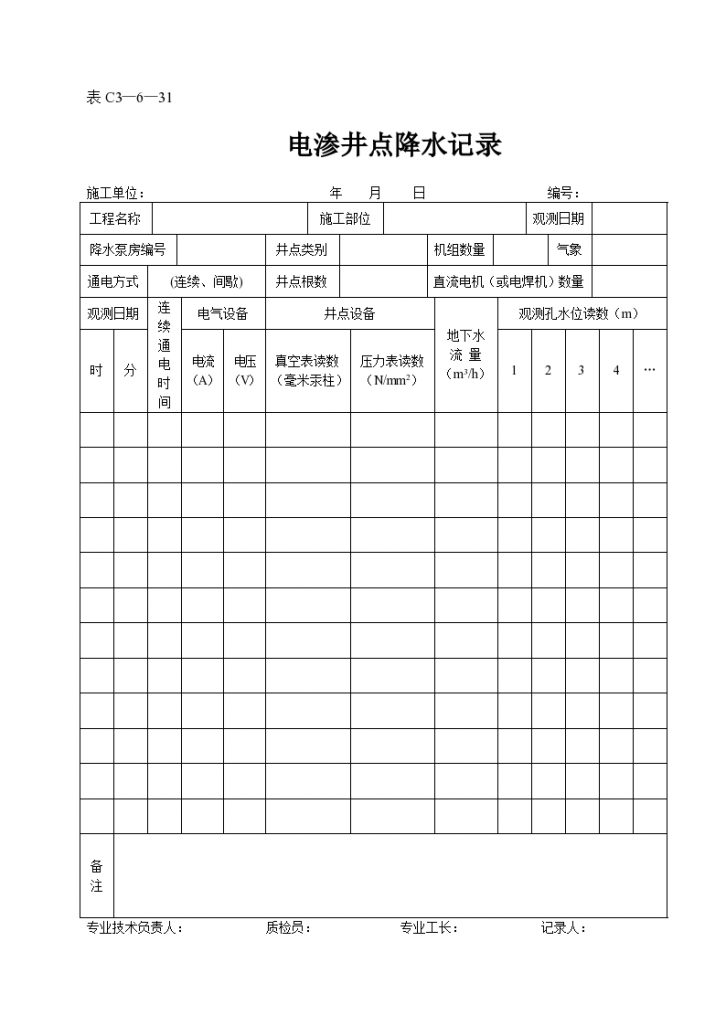 某工程的电渗井点降水记录-图一