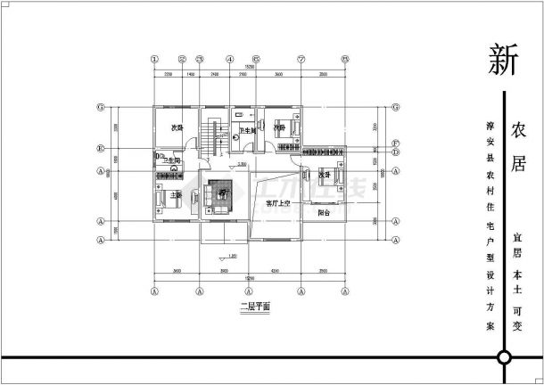 某多层框架结构农村居民楼别墅设计cad建筑方案图（标注详细）-图一