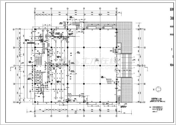某农大东区三层食堂设计cad全套建筑施工图（含设计说明）-图一