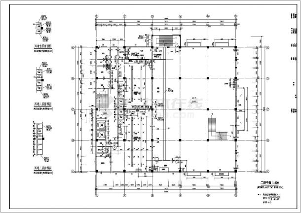 某农大东区三层食堂设计cad全套建筑施工图（含设计说明）-图二