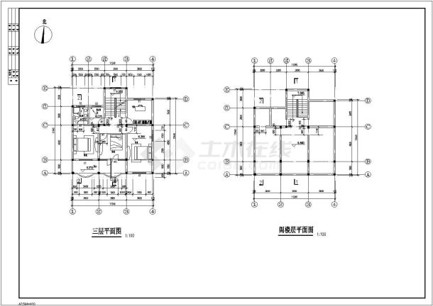 某三层带阁楼层农居房设计cad全套建筑施工图（含设计说明）-图一