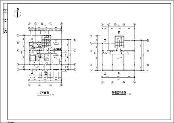 某三层带阁楼层农居房设计cad全套建筑施工图（含设计说明）_图1