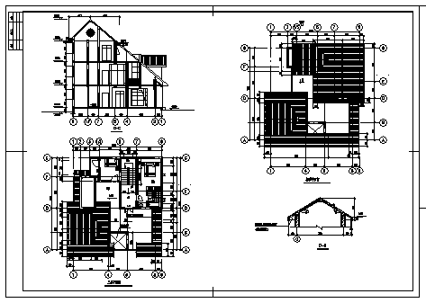 三层月池别墅山庄建筑施工cad图，共四张-图二