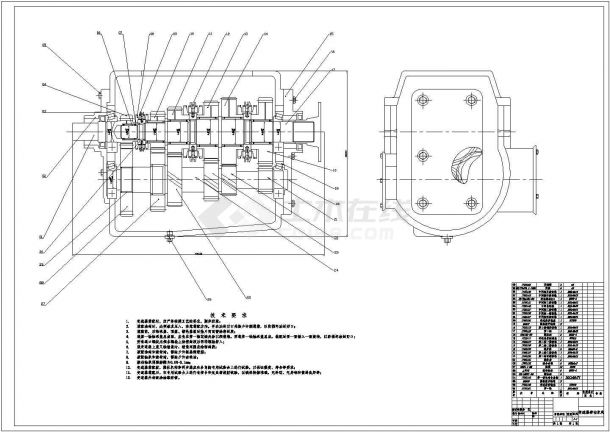 典型变速器设计cad机械总装配图（含技术要求）-图一