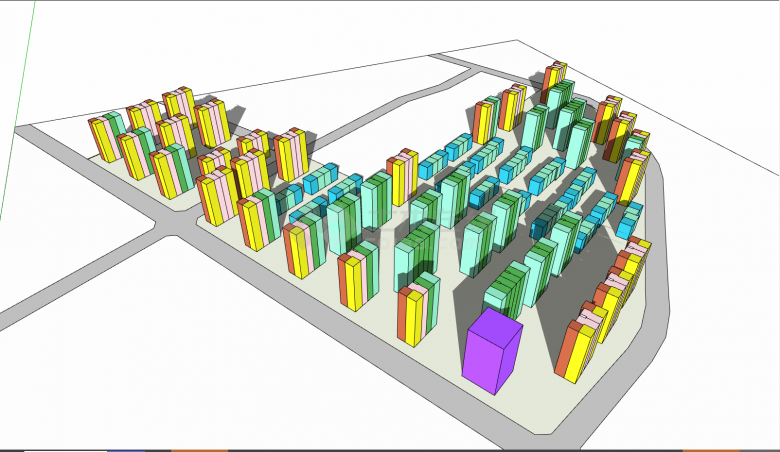 多栋由高层的矮层的建筑组成的设计方案su模型-图二