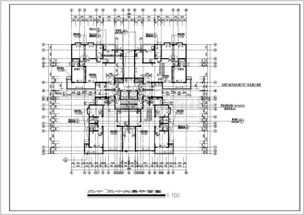 某城市追星楼小区高层商居楼1号住宅楼建筑设计CAD图（含防水、门窗表、设计说明）-图一