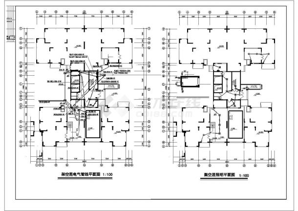 17层多层住宅电气整套CAD平面布置参考图-图一
