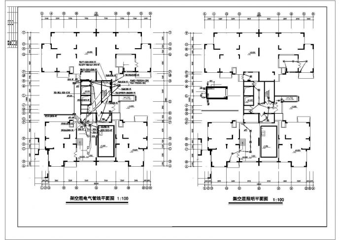 17层多层住宅电气整套CAD平面布置参考图_图1