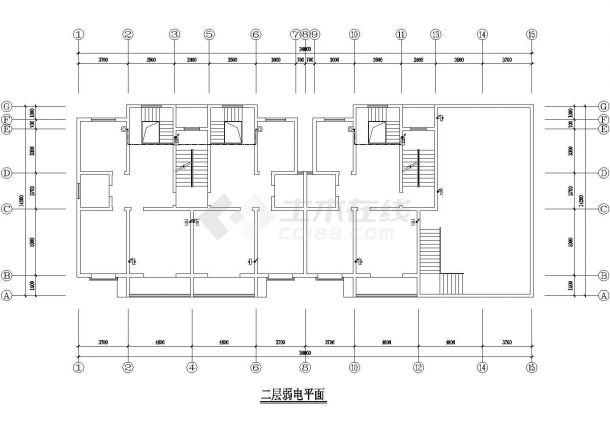 青岛市某经典五层小住宅电气施工CAD布置图-图二