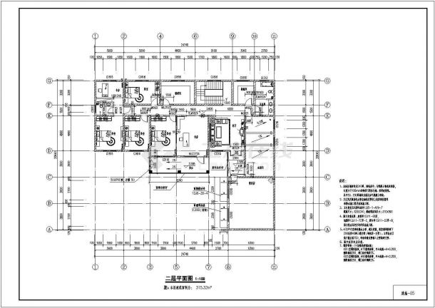 [河北]两层砌体结构别墅结构施工图（含建筑图）,含建筑设计说明，结构设计说明-图二
