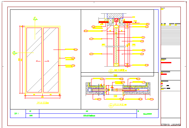 某家庭厨房玻璃推拉门CAD设计施工构造详图