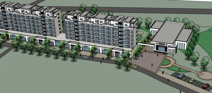 灰蓝色新中式住宅设计su模型_图1