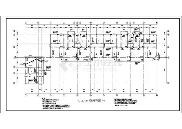 某标准现代四层商住两用框架结构设计方案详细施工CAD图纸-图二