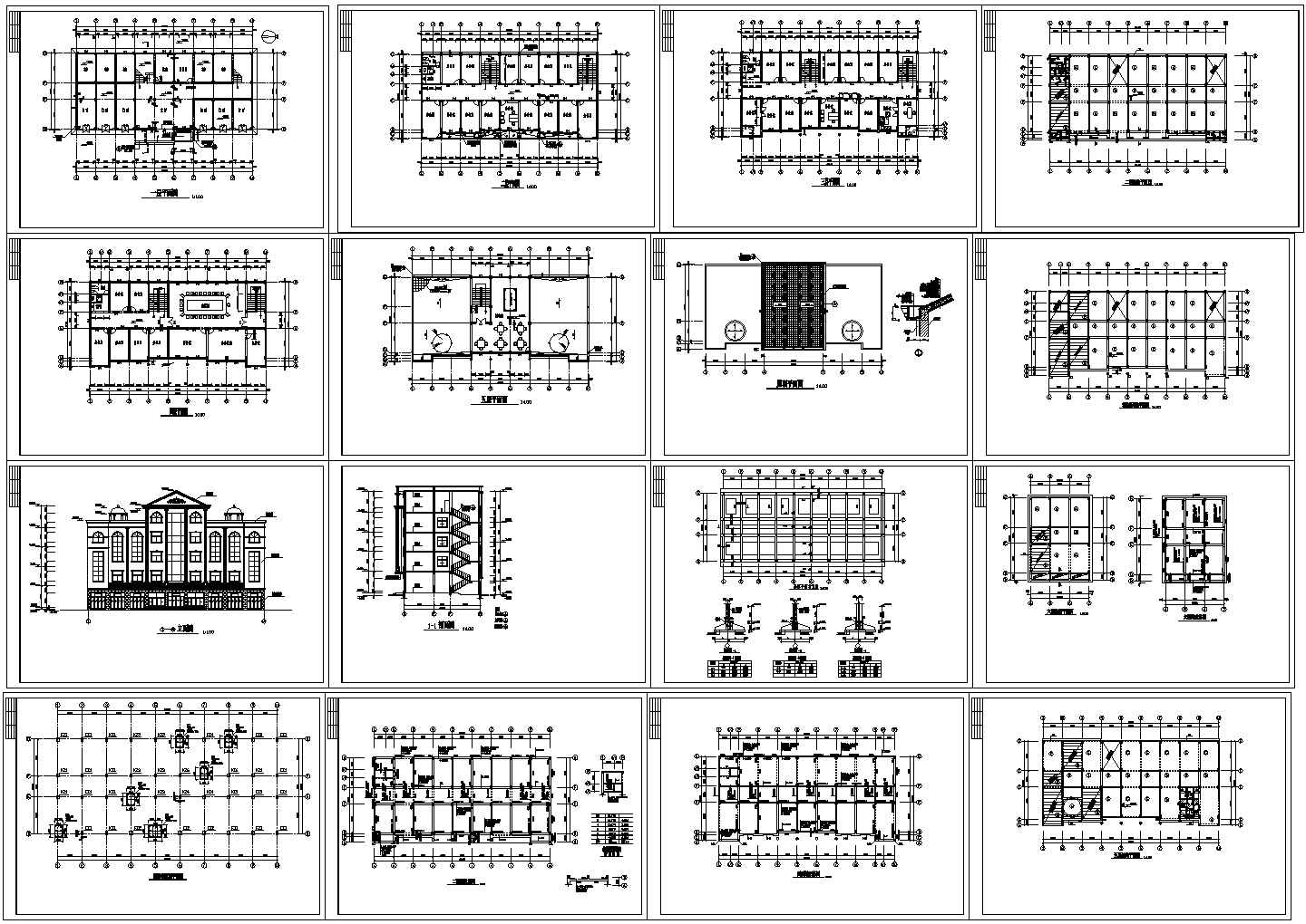办公楼设计_某标准现代四层框架办公楼建筑结构设计方案详细施工CAD图纸