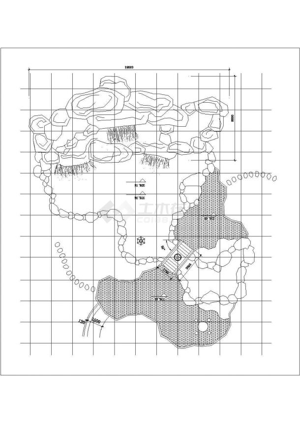 某公园假山平立面CAD设计构造图-图一