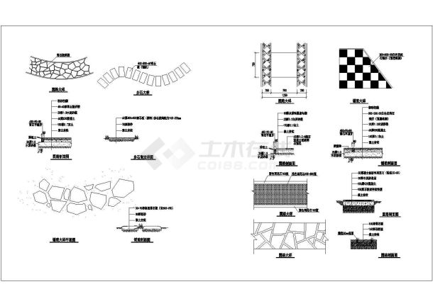 某园路步石CAD大样构造设计图例-图一
