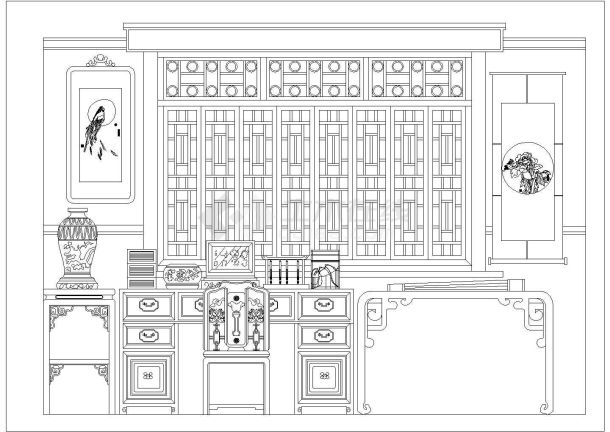 某中式雕花CAD设计大样图纸-图一