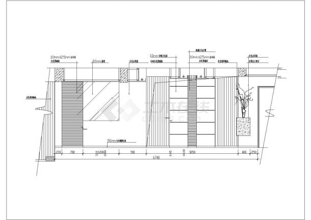 某欧式餐厅区装饰墙及酒架造型CAD设计立面图-图二
