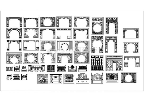 某中式隔断47个CAD大样设计完整-图一