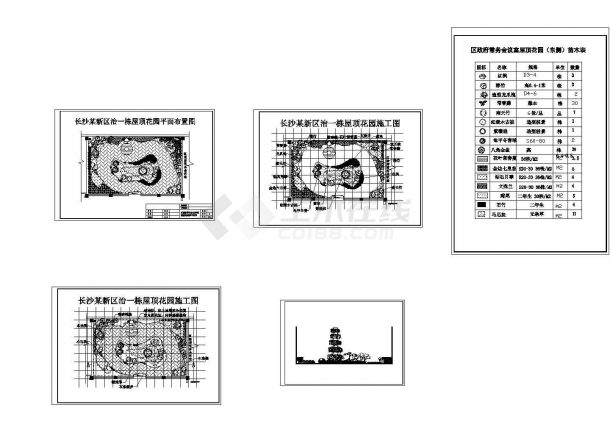 长沙某高档小区住宅楼屋顶花园设计CAD施工图-图一