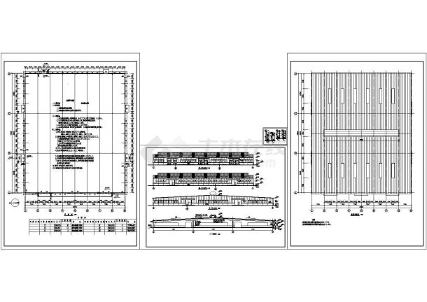 某现代标准钢排架库房一建筑设计方案详细施工CAD图纸-图一