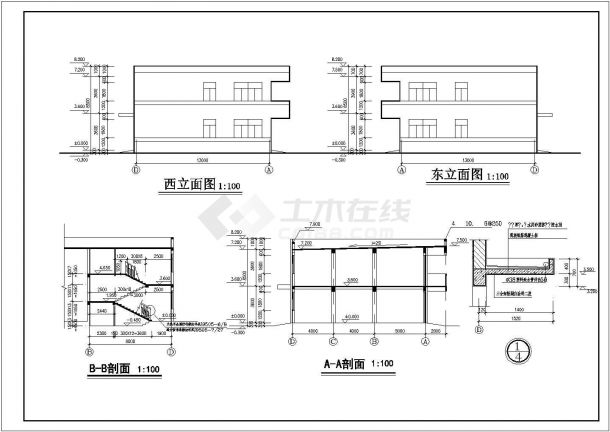 厂房设计_某现代标准二层框架厂房建筑设计完整方案详细施工CAD图纸-图二