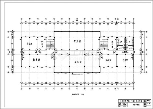 土木工程毕业设计_办公楼设计_五层三跨框架结构办公楼建筑结构毕业设计cad图纸-图二