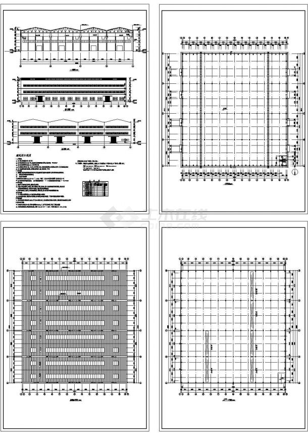 厂房设计_某现代标准单层工业厂房建筑设计详细施工CAD图纸-图一