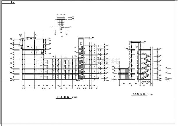 某11582平米7层框架结构办公楼建筑施工图（长77.4米 宽51.25米）-图二