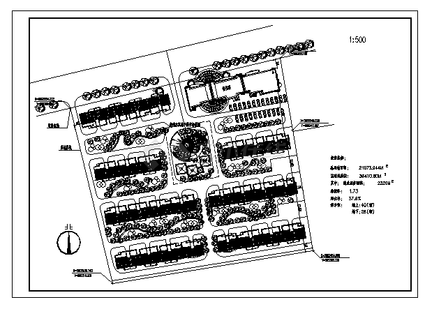 三万平方米某城市住宅小区规划设计cad图(含总平面图)-图一