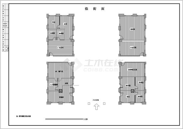 某办公室装修设计cad全套施工图（标注详细）-图一