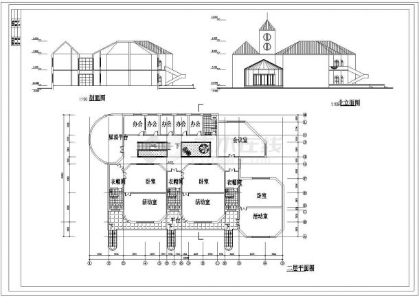 某幼儿园二层砖混结构教学楼设计cad建筑方案图（甲级院设计）-图一