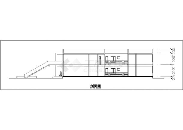 某幼儿园二层砖混结构教学楼设计cad建筑平立剖面图（甲级院设计）-图二