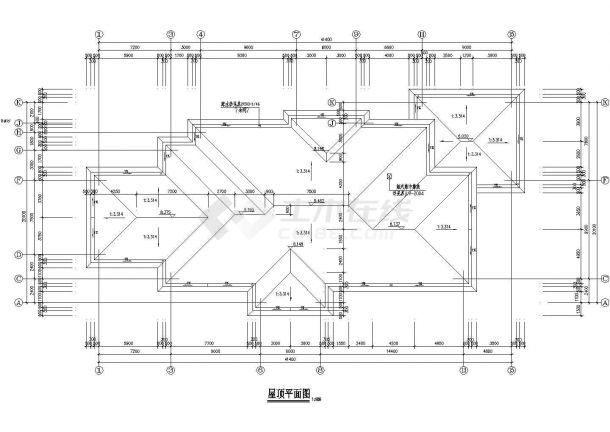 四班双层经典幼儿园建筑设计CAD施工图（含屋顶平面设计）-图一