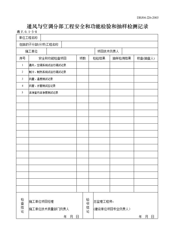 某通风与空调分部工程安全和功能检验和抽样检测记录-图一