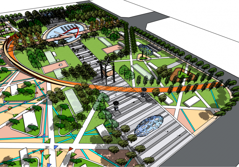 精美现代公园景观建筑su模型-图二