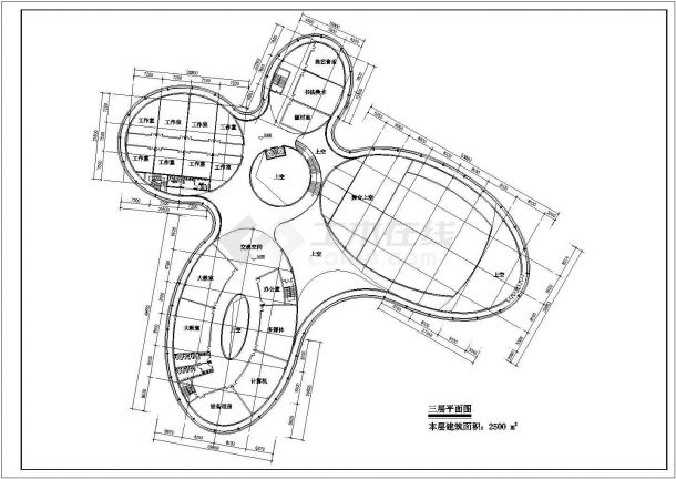 北大文化中心现代幼儿园3层文化中心建筑设计CAD施工图-图一