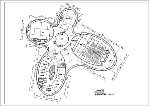 北大文化中心现代幼儿园3层文化中心建筑设计CAD施工图-图二