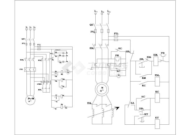 某电动机两种起动方式CAD大样施工图纸-图一