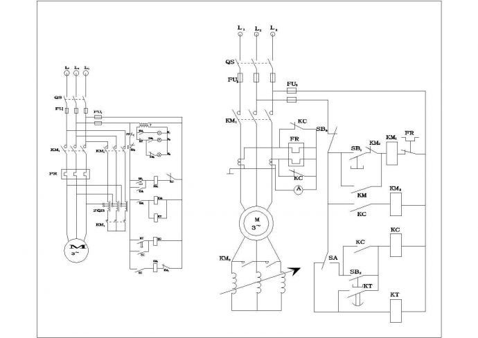 某电动机两种起动方式CAD大样施工图纸_图1