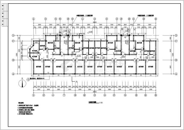 某单位多层框架结构员工住宿楼设计cad全套建施图（含设计说明）-图二