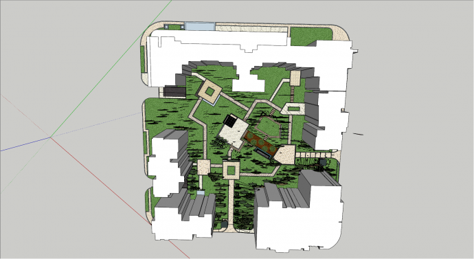 小区建筑群整体设计su模型_图1