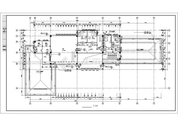 会所建筑施工图纸（共5套CAD图纸）-图二