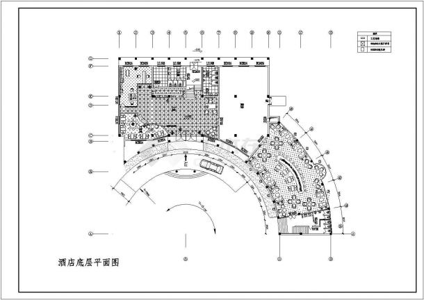 杭州市临安西路某高档商务酒店大堂全套平面装修设计CAD图纸-图一