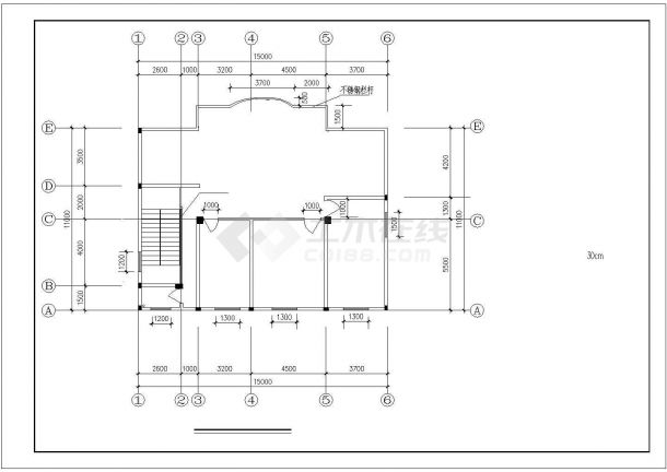 淮安三层住宅建筑CAD布置图-图二