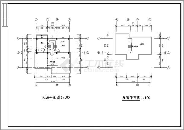 青岛市某三层住宅建筑方案CAD布置图-图二