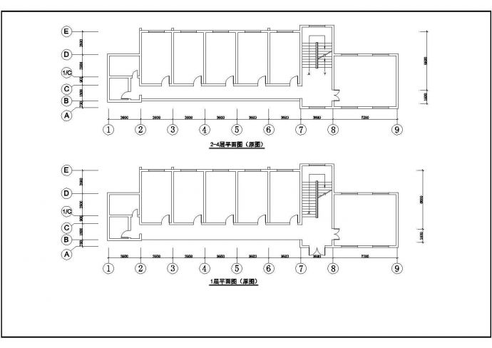 1400平米四层框架结构连锁假日酒店全套建筑设计CAD图纸（含总图）_图1