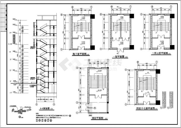 某剪力墙结构高层办公建筑设计cad全套施工图纸（甲级院设计）-图二
