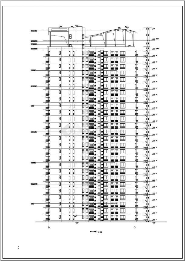 某二十六层框剪结构办公楼设计cad全套建筑施工图（标注详细）-图一