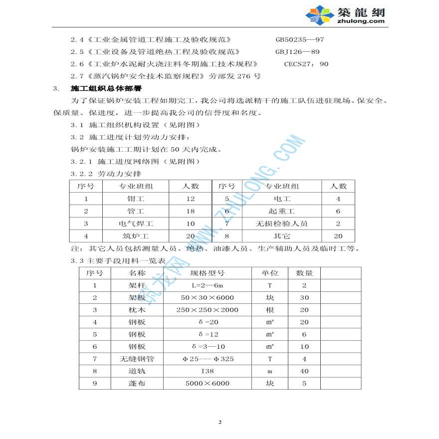 某25T/h循环流化床锅炉施工方案-图二